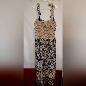 Cato Black and Cream Patterned Long Maxi Sundress